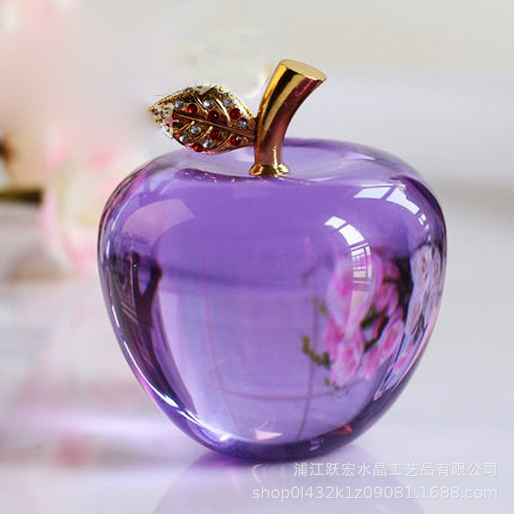 促销赠品创意简约水晶球高透明水晶内雕图案苹果工艺品精美礼品