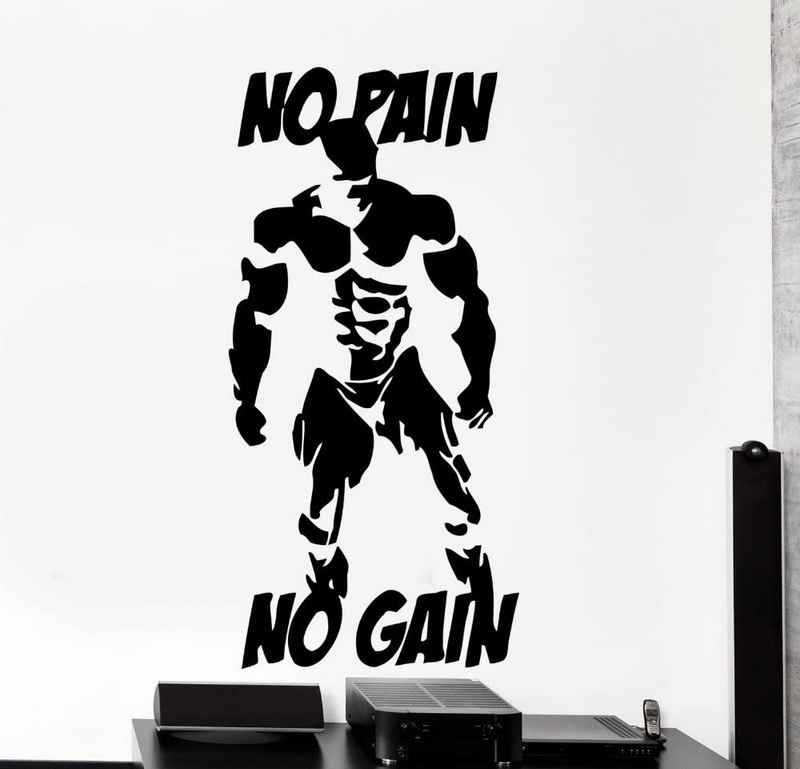 大尺寸 no pain no gain 健身房精雕墙贴