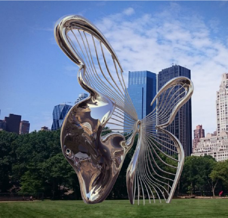 江苏天筑不锈钢雕塑定制杭州大型城市创意镜面不锈钢蝴蝶雕塑