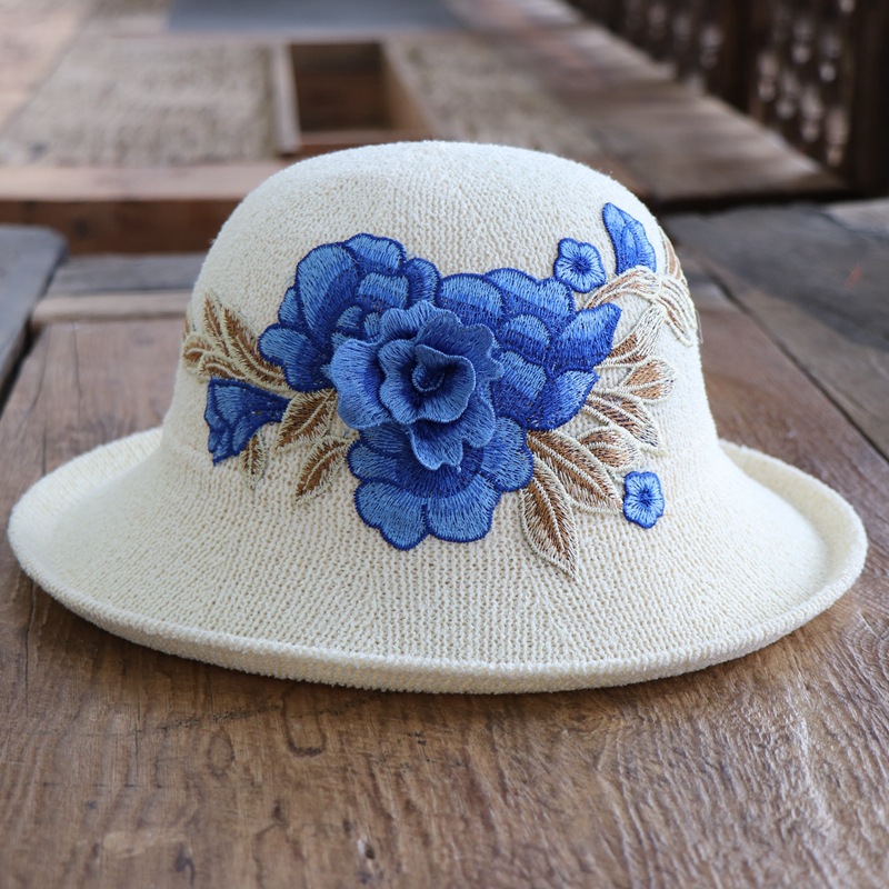 民族特色绣花帽凉帽遮阳帽民族风女式复古潮流百搭时尚帽子刺绣潮