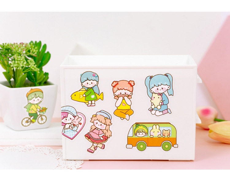 语闲胶带套装 豆豆的悠哉日常系列 手绘可爱手帐素材贴画5卷入8款