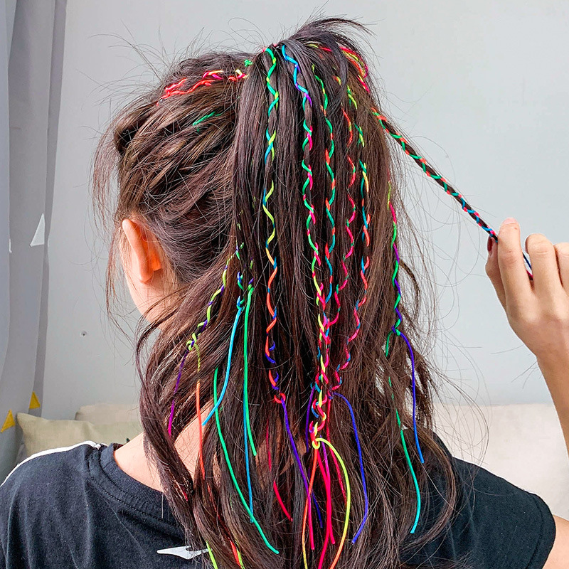 儿童扎头发七彩色编发绳头饰脏辫女辫子女孩头绳女童脏脏辫发饰绳