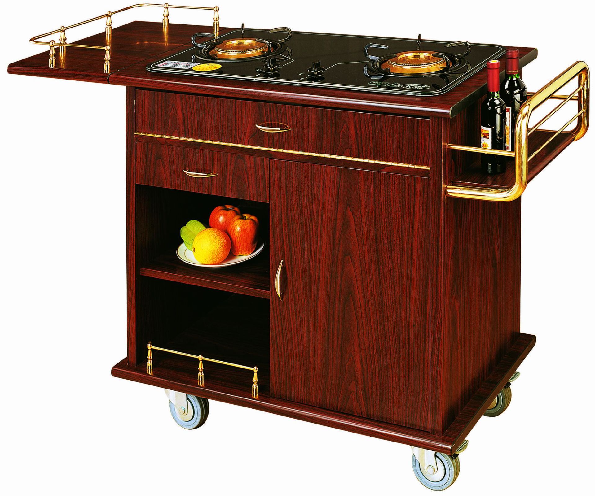 餐厅宴会酒店双头鲍鱼车手推服务车煮餐车点心车移动送餐车