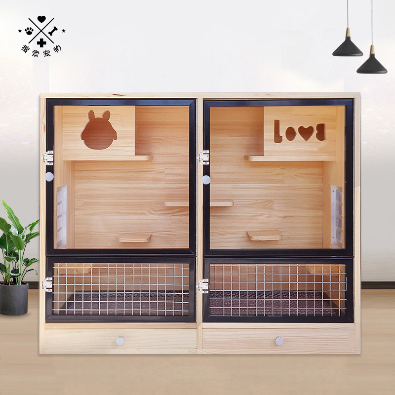 100*40*80 龙猫相亲笼柜笼龙猫别墅饲养箱实木宠物龙猫空调笼定制