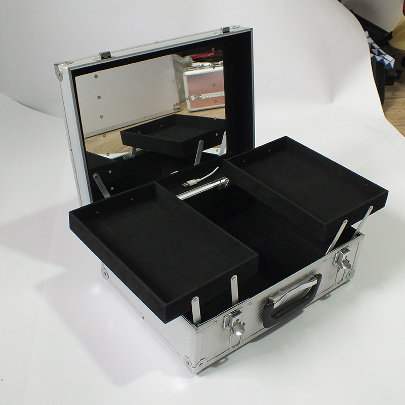 定制多功能化妆箱铝合金灯箱 专业收纳手提化妆箱