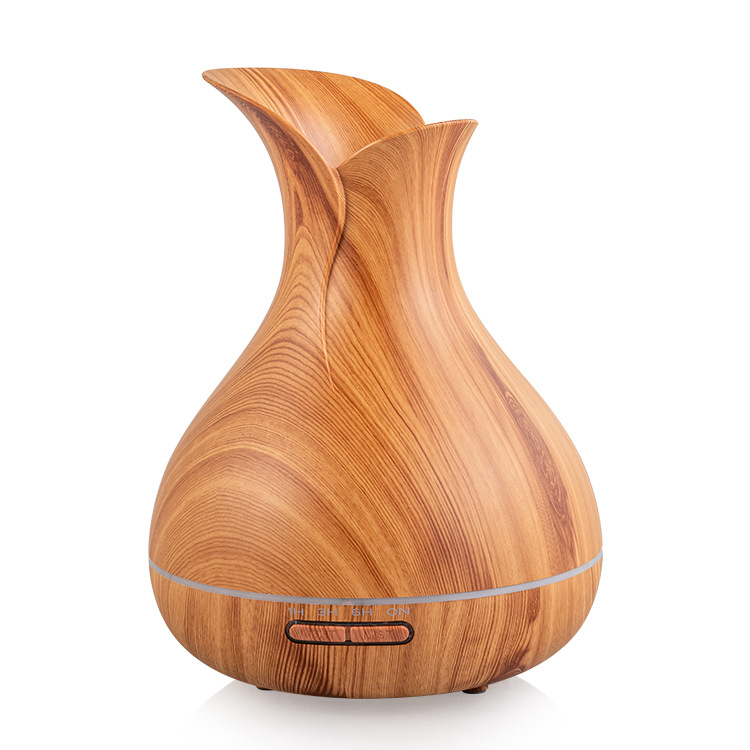 2021 Source Manufacturer Amazon Vase Wood Grain Ultrasonic Aroma Diffuser Household Mute Air Humidifier Wholesale