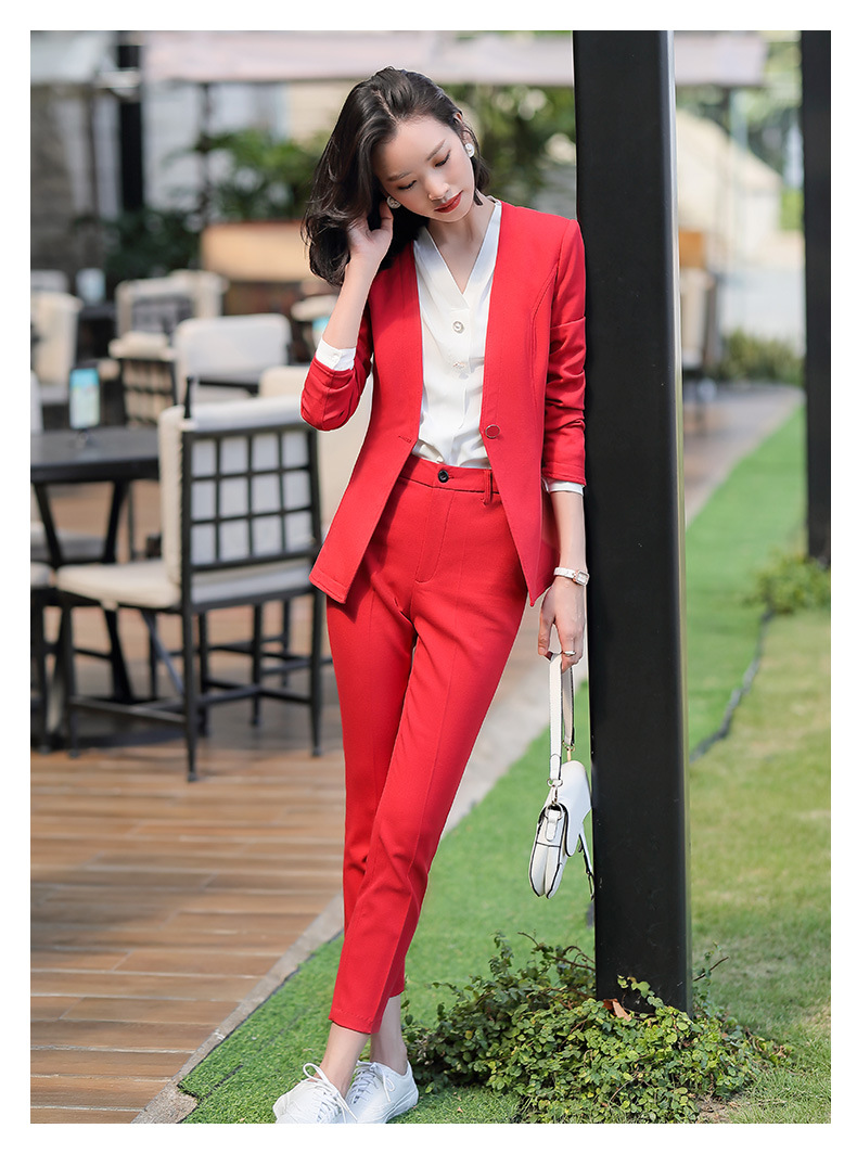 红色职业套装女秋冬新年西装气质高端名媛小香风时尚年会婚宴套裙