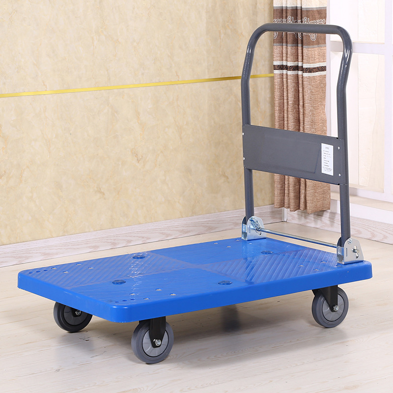折叠四轮平板车拉货小拖车轻便静音搬运手推车家用加厚运货小拉车