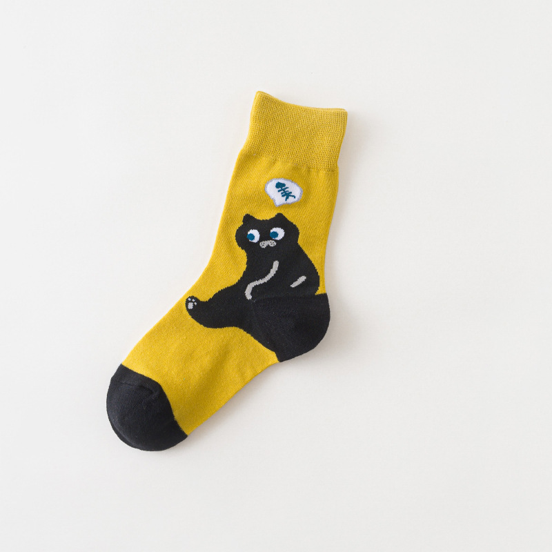 新款袜子女 搞怪卡通头像ins风韩版女生棉袜中筒袜批发一件代发