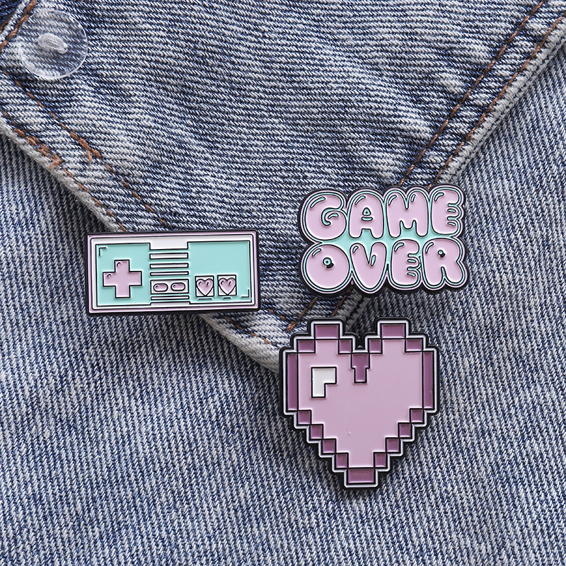 Japan and South Korea Cute Series Jewelry Brooch Pink Love Game over Game Tape Cartoon Brooch Pin