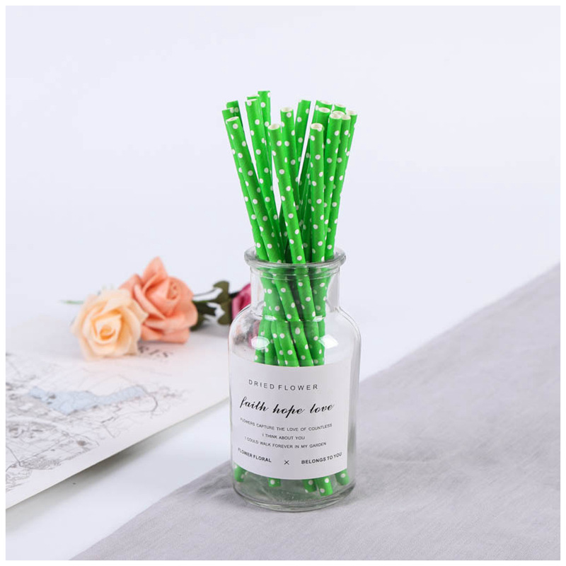 餐厅纸吸管彩色波点一次性创意奶茶纸质吸管派对装饰布置用品餐具