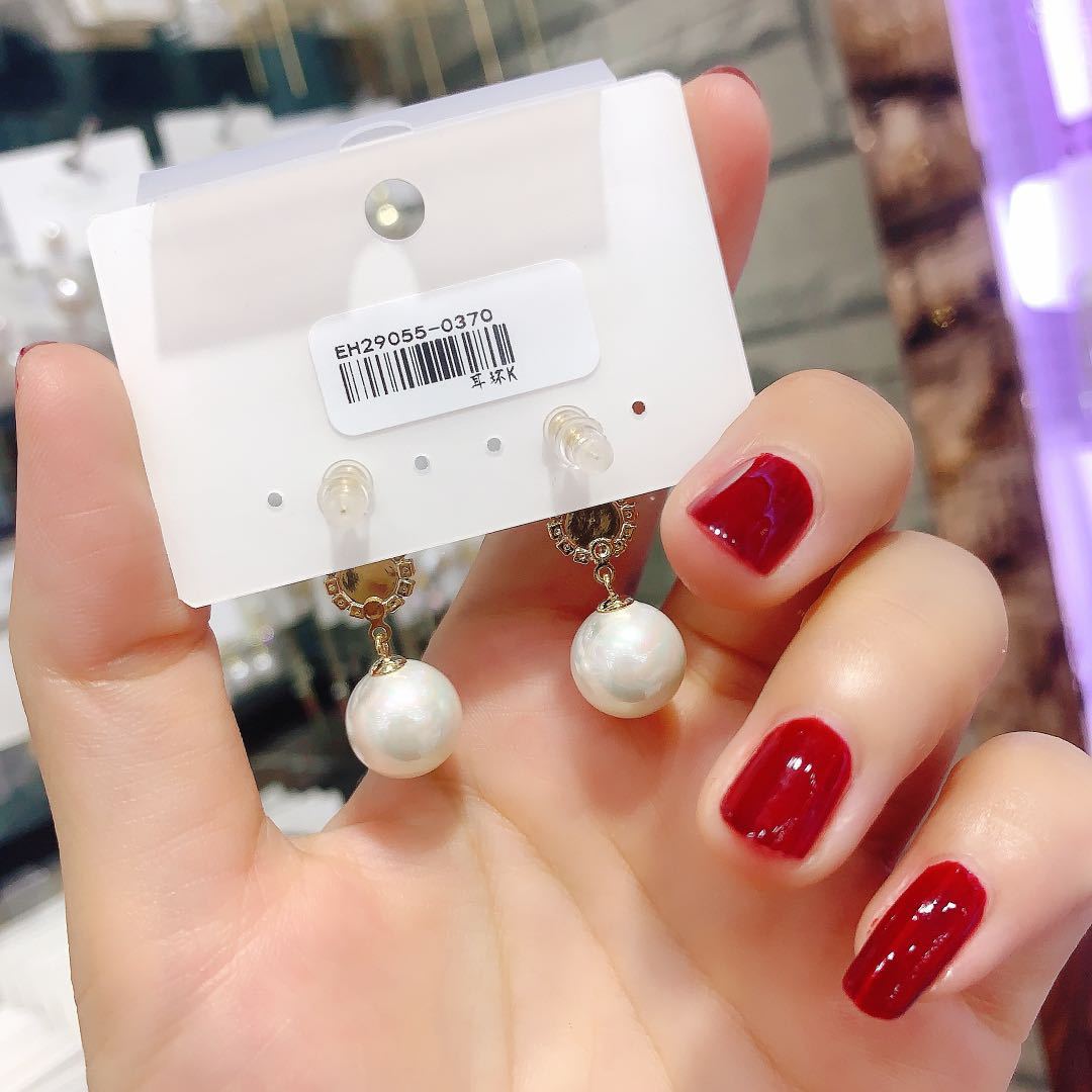 卡拉美拉耳环批发新款925银针镶钻花朵珍珠红球耳坠女耳钉饰品