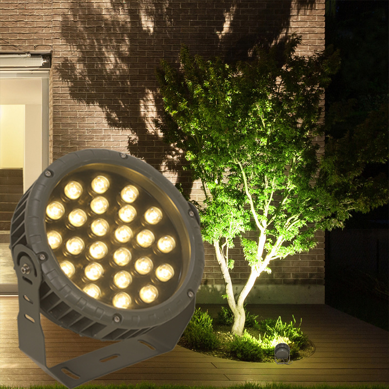 led户外景观照树车轮投光灯24w36w圆形七彩草坪投射灯庭院射树灯