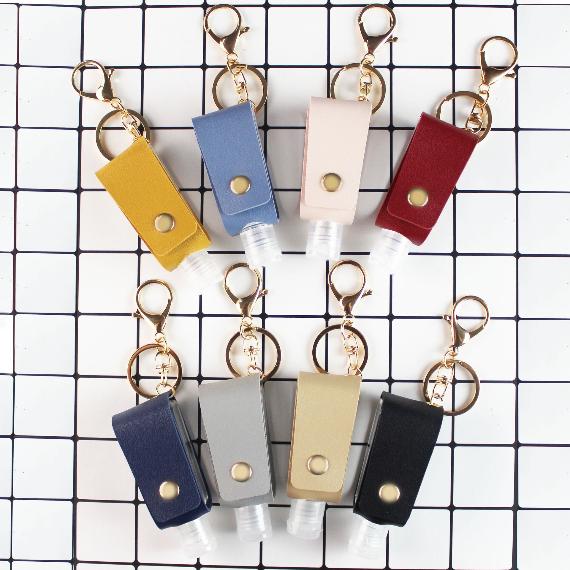 Hand Sanitizer Leather Key Chain Disinfectant Fluid PU Leather Case Fire Extinguisher Bottles Gel Bag Mobile Phone Pendant Cross-Border Amazon