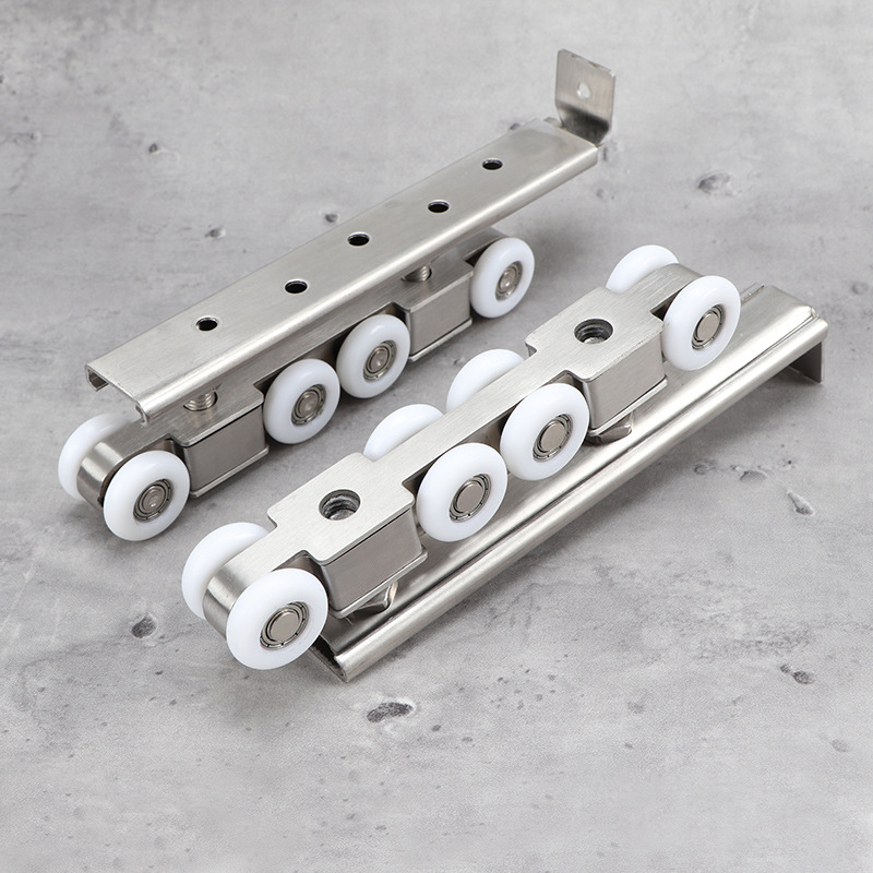 不锈钢吊轮吊轨木门推拉门移门滑轮轨道双杆吊轮静音尼龙滑轮滑轨