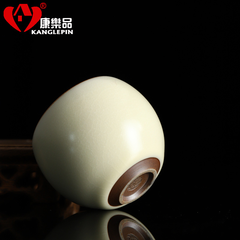 4成交0件康乐品东方窑汝窑小茶杯主人杯开片可养陶瓷功夫茶杯手工单杯