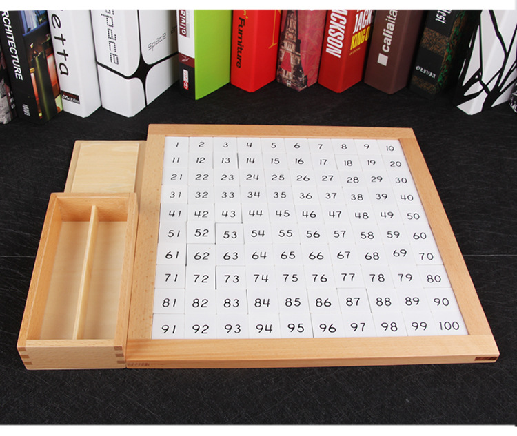 蒙特梭利蒙氏数字百格板1-100连续数板3-6岁儿童早教数学教具