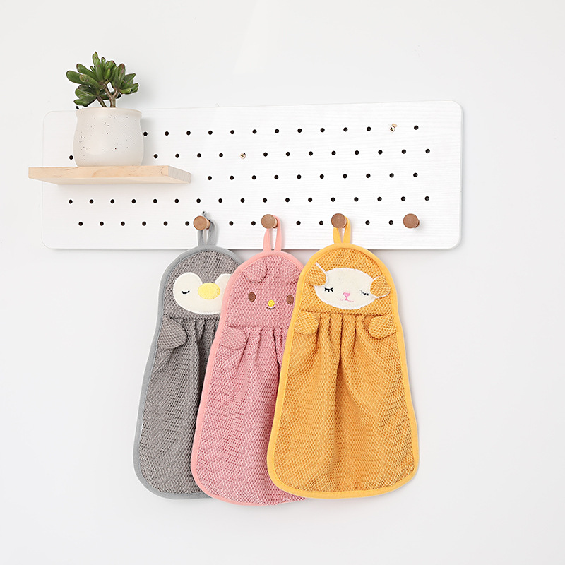 Cross-Border Hanging Quick-Drying Absorbent Hand Towel Cartoon Cute Towel Kitchen Bathroom Home Cleaning Towel