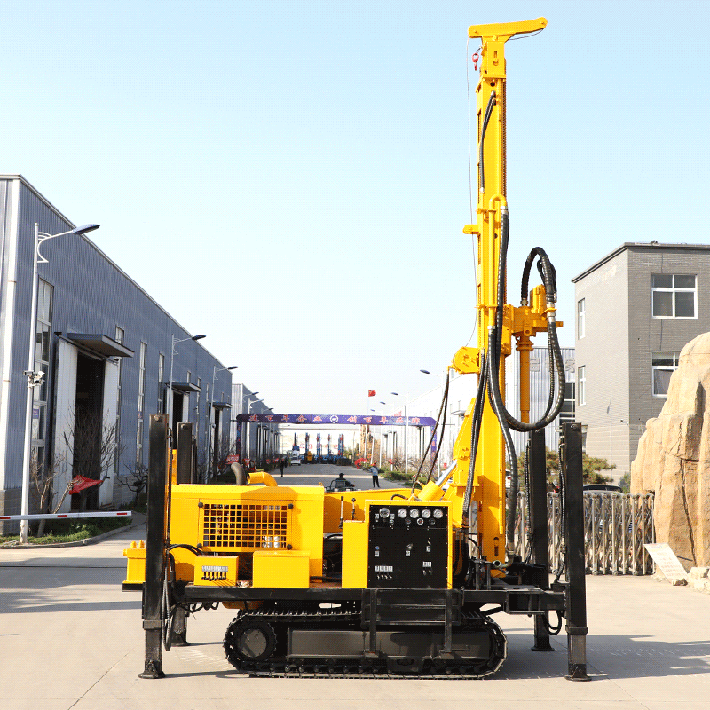 履带式450米气动钻井机履带水井钻机气动打井机高支腿气动打井机