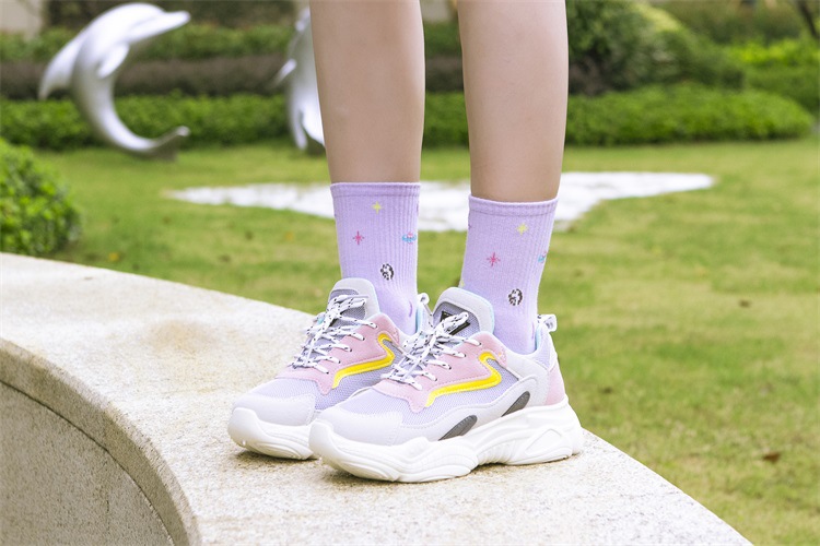 星球太空女袜棉中筒袜宇宙星球女袜点纱星星月亮袜子