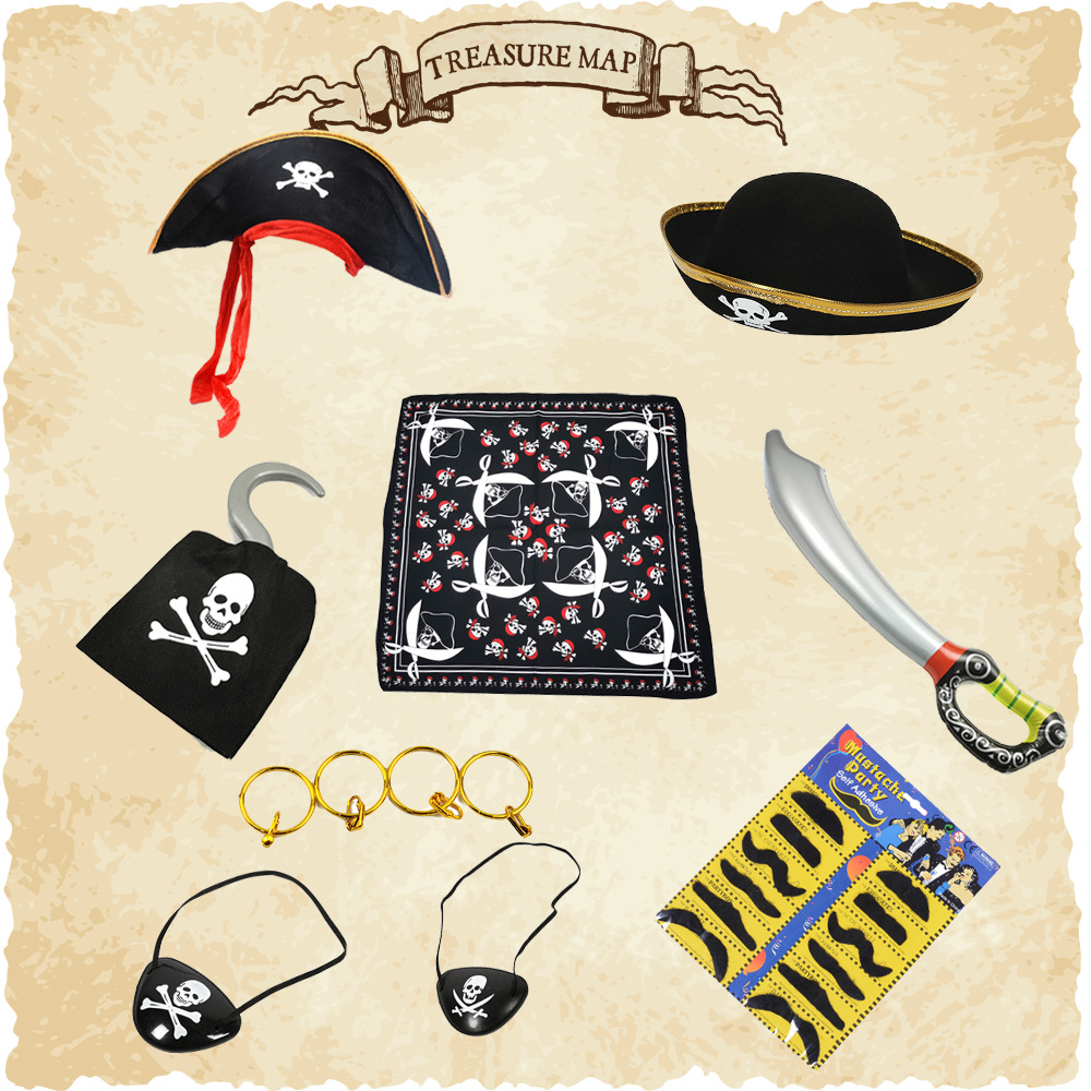 万圣节海盗套装派对化妆舞会海盗帽眼罩钩子套装cosplay演出道具