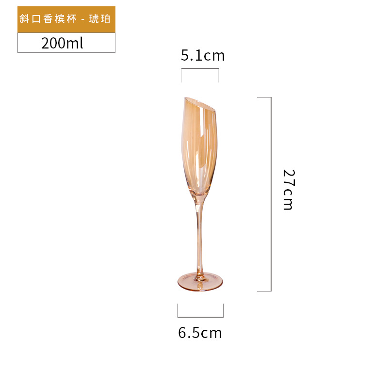 Oblique Cut Wine Set Series Household Colorful Smoky Gray Amber Red Wine Glass Goblet Champagne Glasses Restaurant Ideas Glass Wine Glass