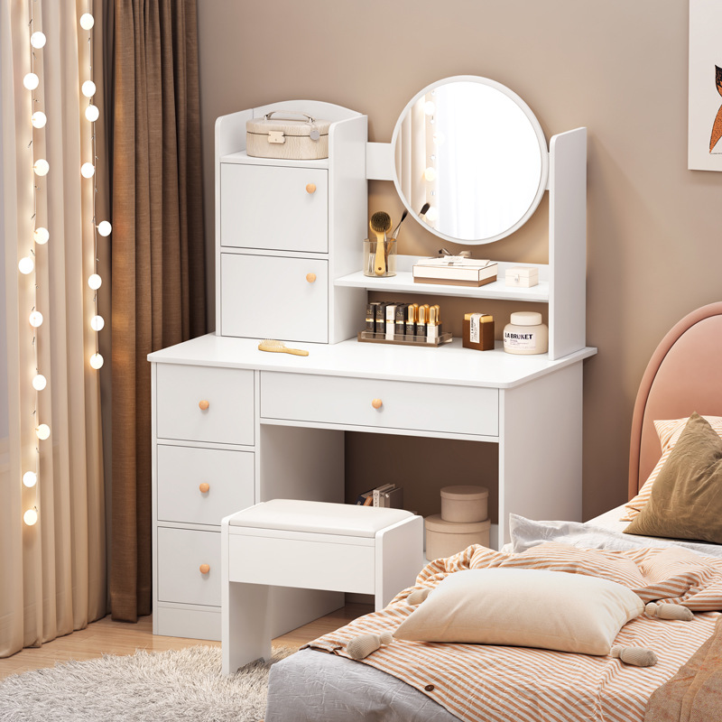 Dressing Table Bedroom Small Modern Simple Storage Cabinet Integrated Small Apartment Internet Celebrity Ins Style Makeup Table Dresser