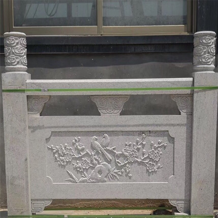 支持定制石材雕花栏杆 青石栏杆 花岗岩石质栏板护栏厂家