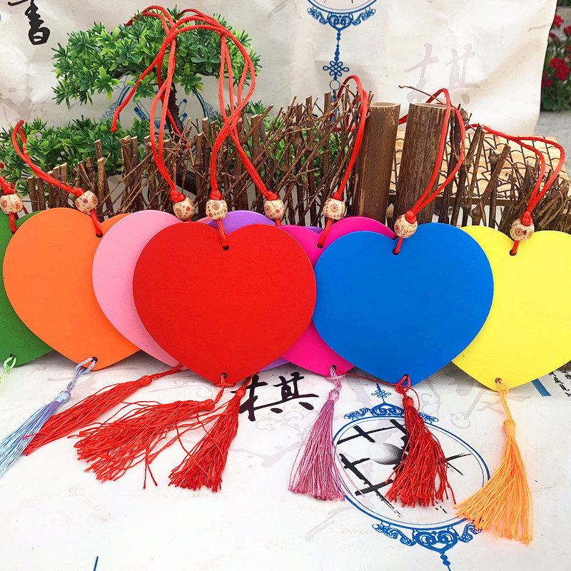 心形吊许愿牌祈福牌木牌祈福木牌幼儿园装饰旅游工艺品可印logo