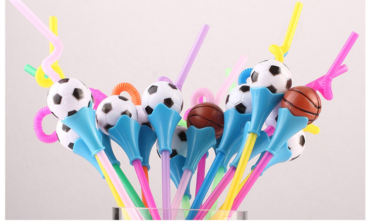 趣味3d足球篮球吸管卡通吸管造型个性创意世界杯主题艺术吸管可弯