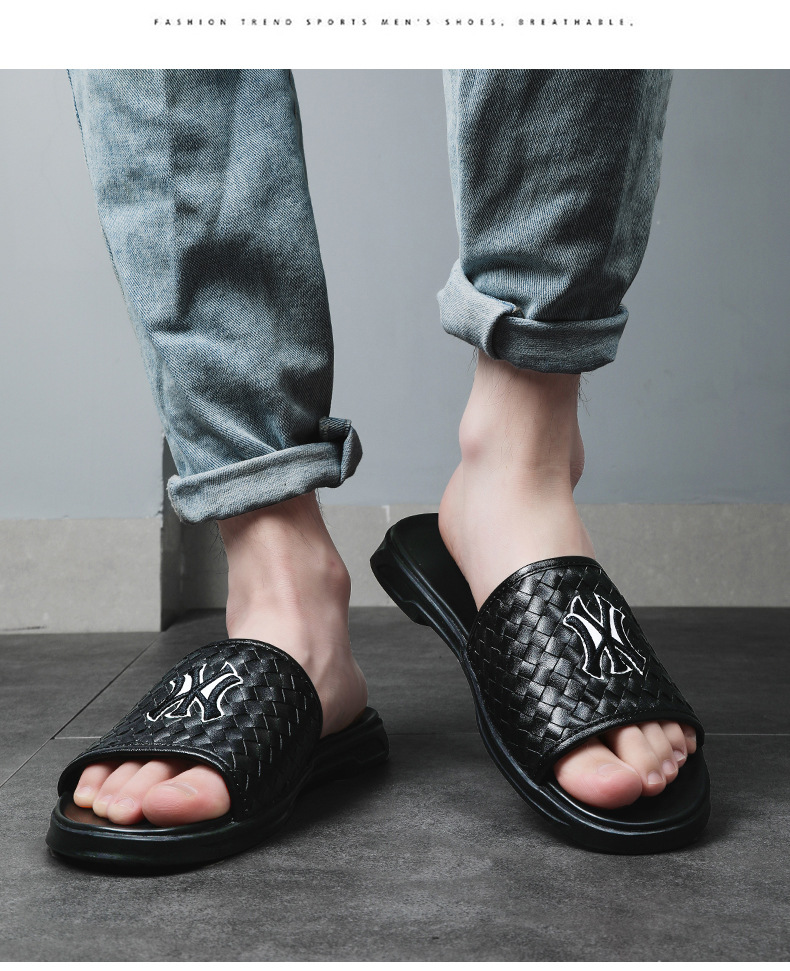 真皮潮拖时尚头层牛皮夹趾凉拖鞋男夏季防滑室外休闲沙滩鞋一字拖