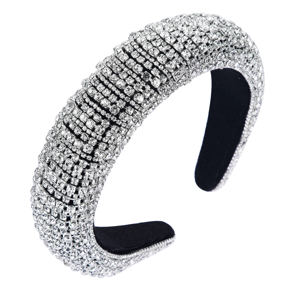 Cross-Border E-Commerce Rhinestone Women's Headband European and American Fashion Socialite Full Diamond Headband Face Wash Street Shot Hair Band