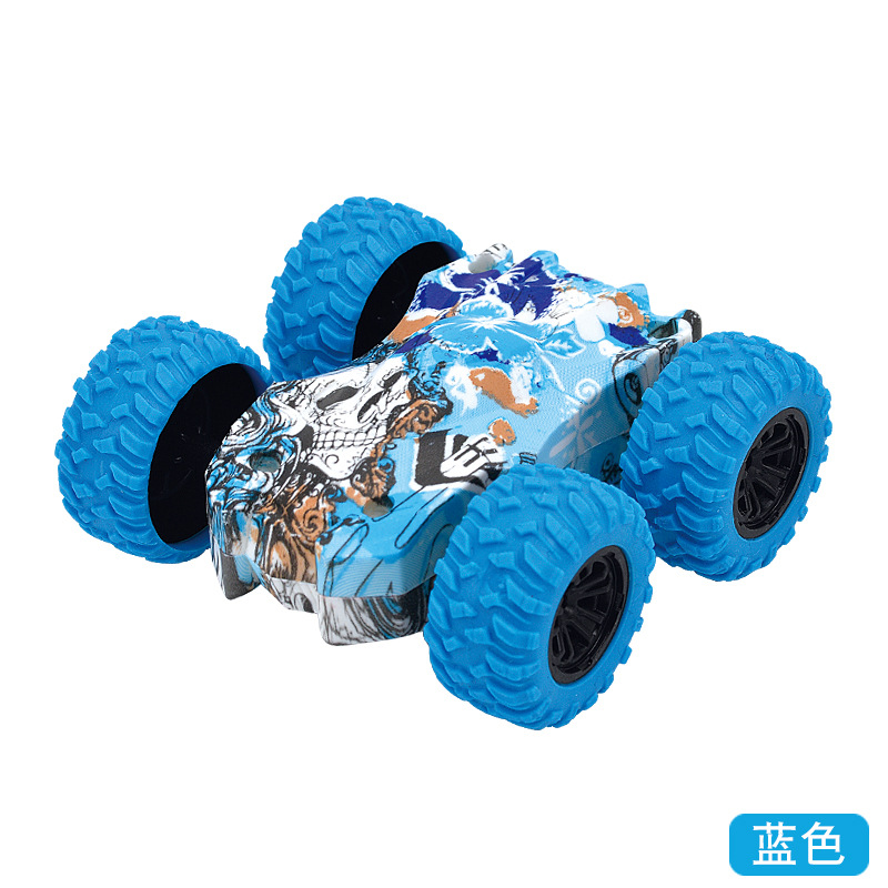 Cross-Border New Product Climbing Tilting Double-Sided Double Inertial Vehicle Four-Wheel Drive off-Road Graffiti Toy Car Rotating Bobby Car Model