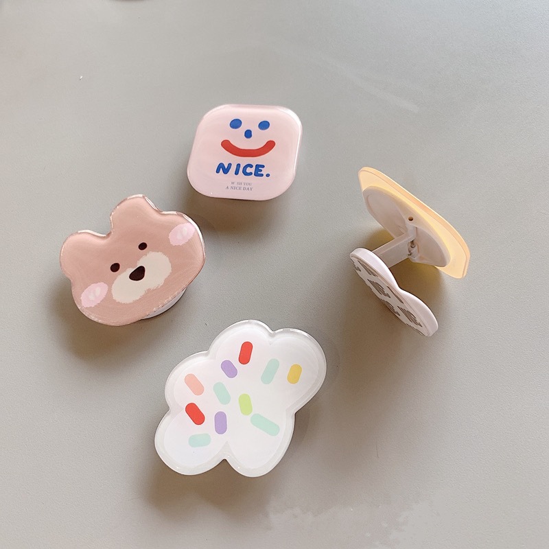 ins简约笑脸手机支架可爱卡通折叠小熊防摔懒人支架硅胶女款迷你