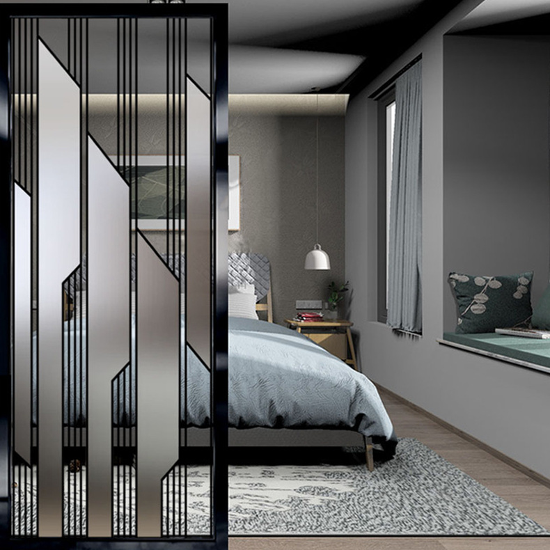 现代简约入户艺术玻璃隔断屏风办公室磨砂玄关背景墙双面装饰屏风