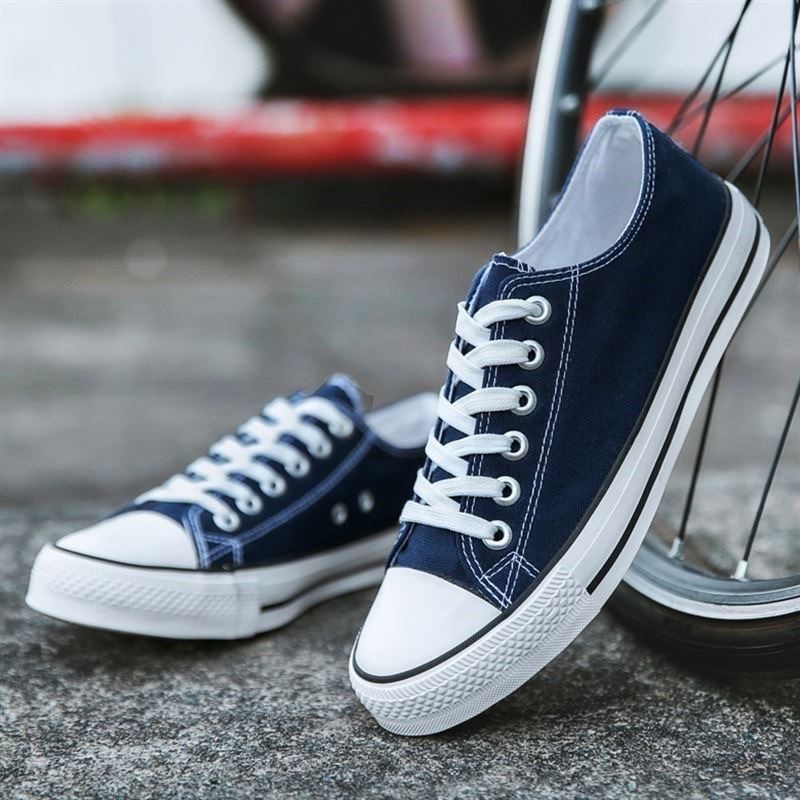 New Canvas Shoes Men's Fashion Shoes Men's Casual Couple Men's Shoes Students Korean Style Lace-up Low-Top Sneakers Students