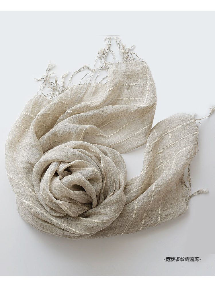日系原单法国雨露麻亚麻围巾春秋薄款男女蓬松空气感造型防晒披肩