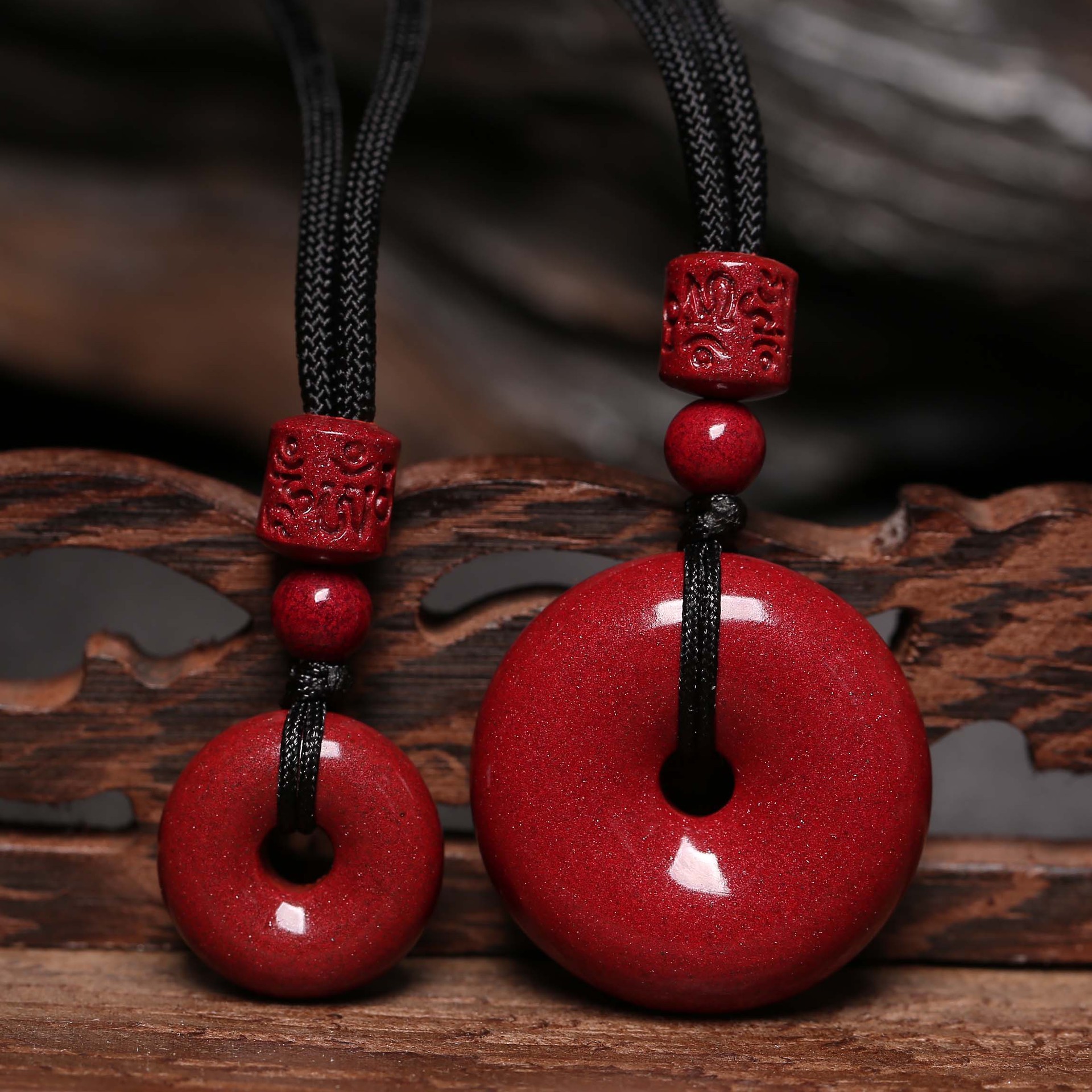 原矿朱砂平安扣吊坠男女士招财随身护身符紫金砂挂件儿童随身挂件