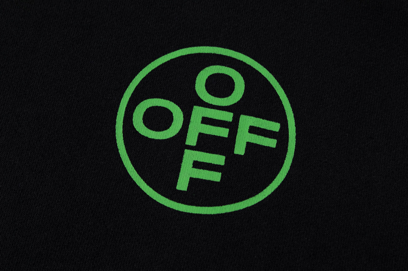 跨境外贸off ow潮牌20ss秋冬新款荧光绿箭头男女情侣宽松圆领卫衣