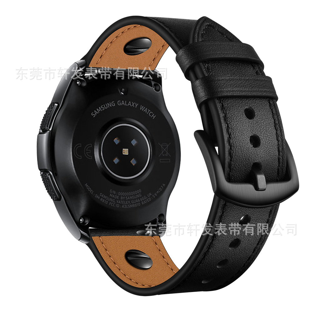 适用于三星galaxy watch3智能手表表带运动手表头层真皮牛皮46mm