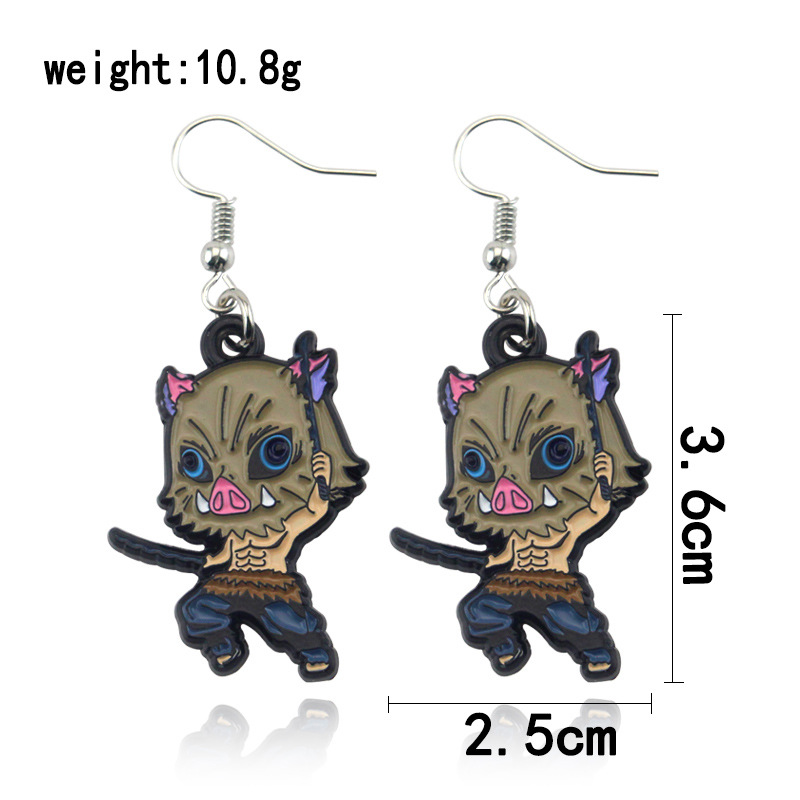 日漫鬼灭之刃亚克力耳环 炭治郎同款耳夹耳坠 个性创意女性饰品