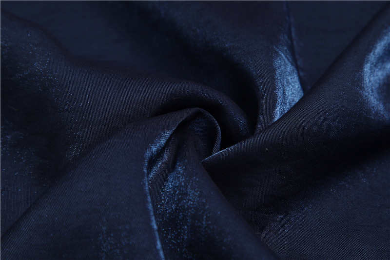 午夜蓝长袖衬衫缎丝迷人气质慵懒时髦荐