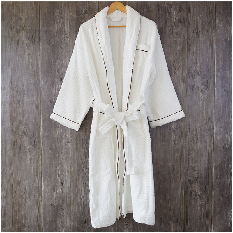 酒店宾馆全棉浴袍定制批发纯棉割绒毛巾料绣花柔软舒适浴袍浴衣