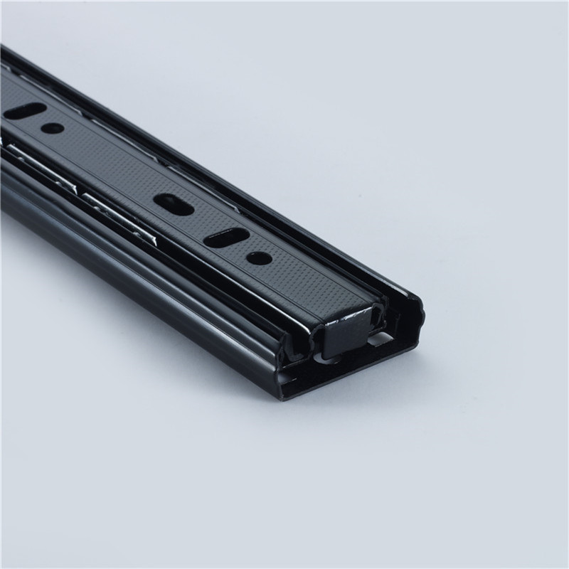 批发橱柜抽屉钢珠滑轨 35宽黑色静音冷轧钢抽屉滚珠导轨 厂家直销