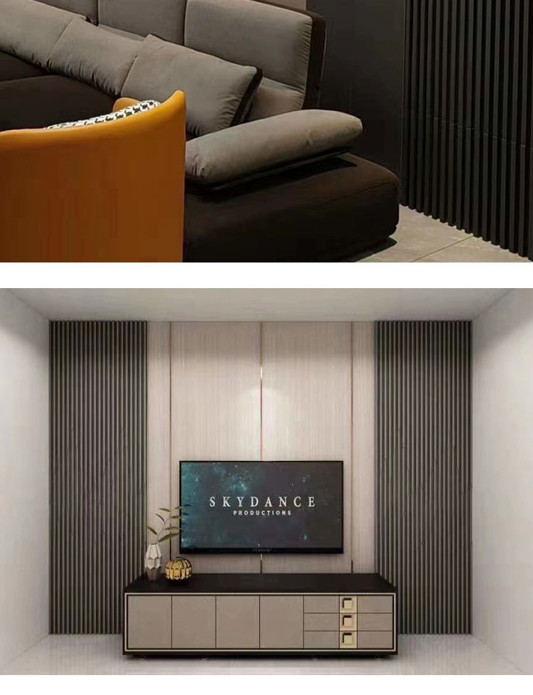 简约实木格栅护墙板木饰面背景墙隐形门隔断网红木格栅凹凸长城板