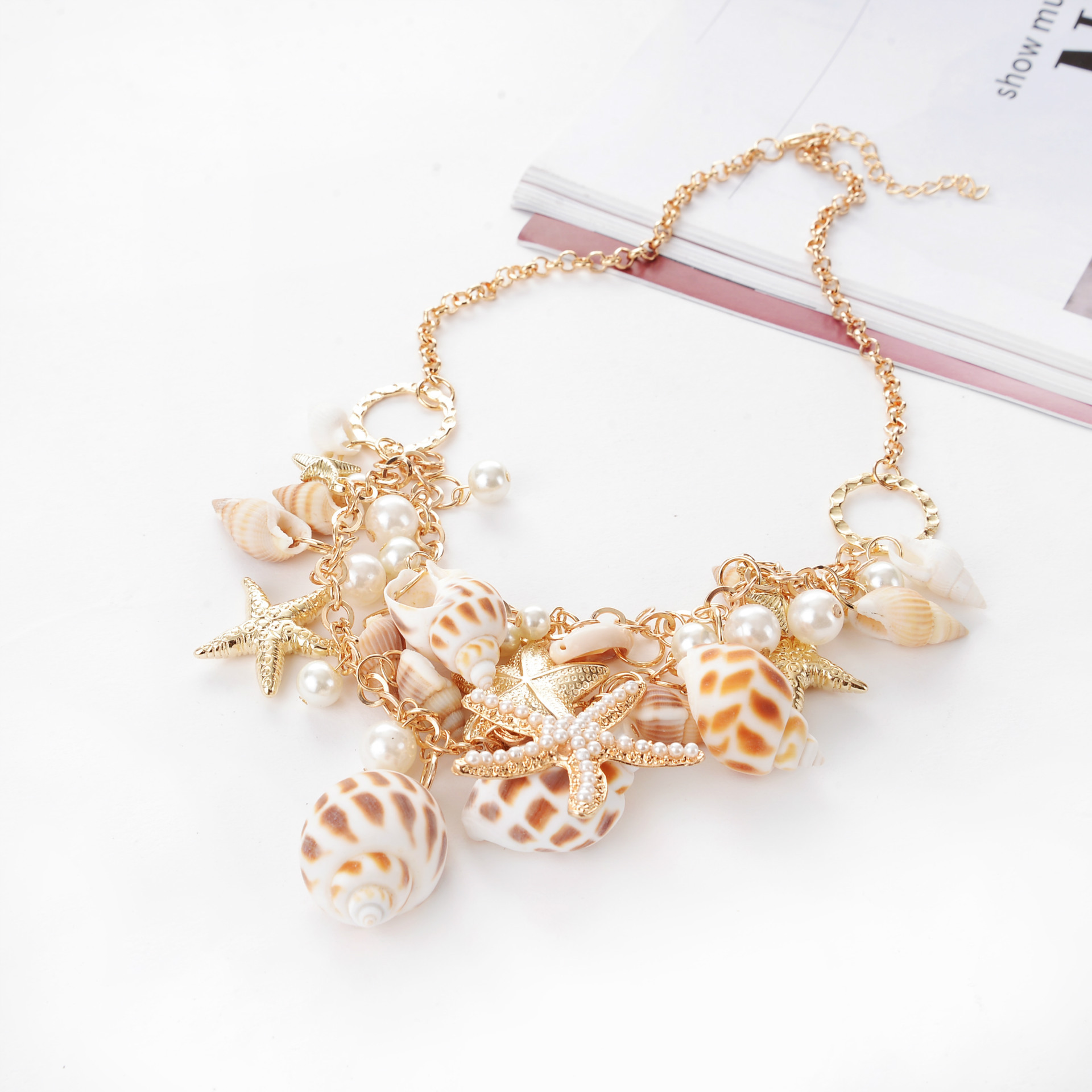 European and American Big Brand Stylish Beach Style Shiny Starfish Necklace European and American Fashion Jewelry Wholesale 9040
