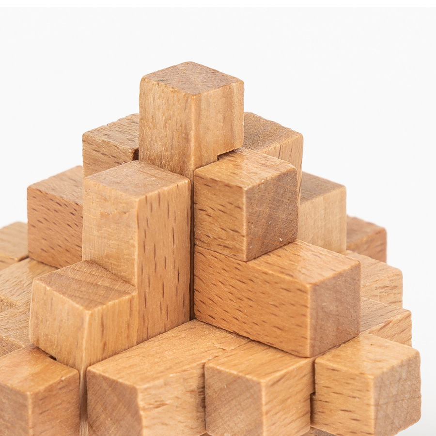 榉木小号孔明锁五件套成人儿童学生益智力九连环鲁班锁 礼盒套装