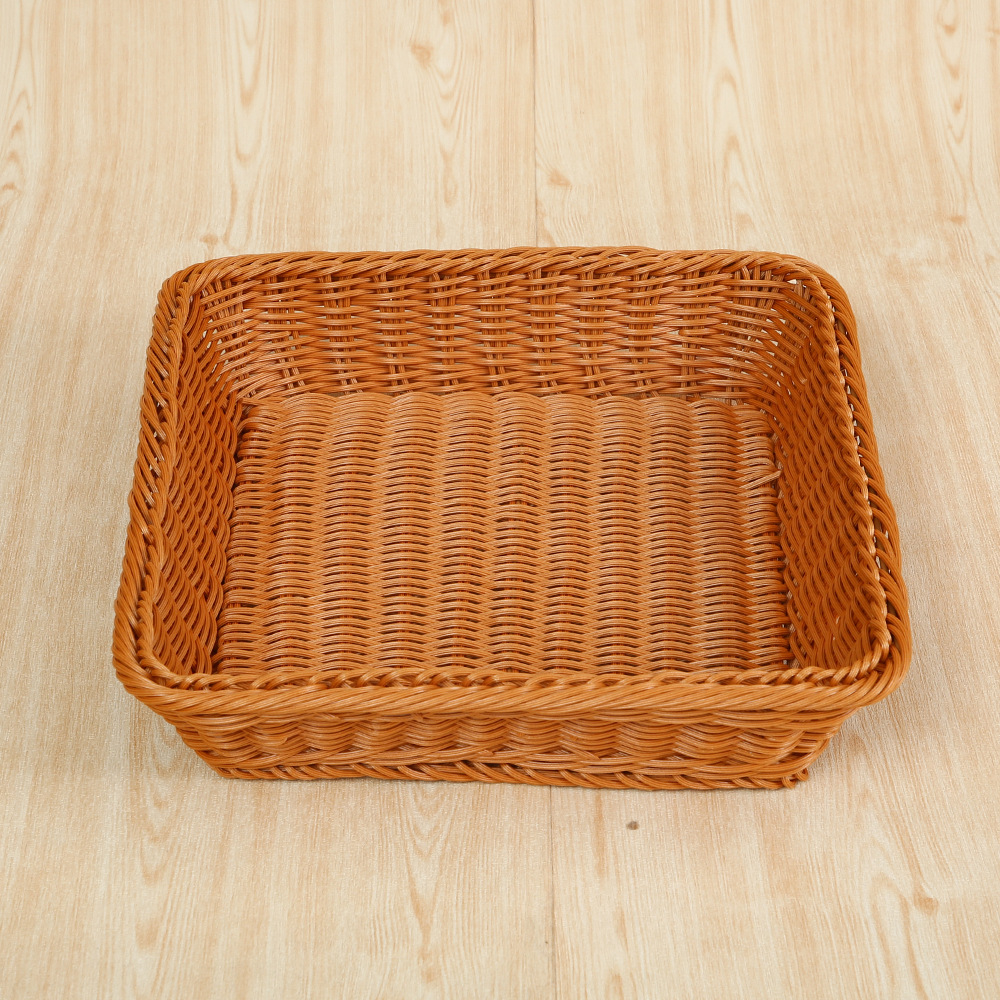 Rattan Woven Bread Basket Snack Basket Supermarket Display Basket Display Basket Storage Basket Square Rattan Woven Fruit Basket