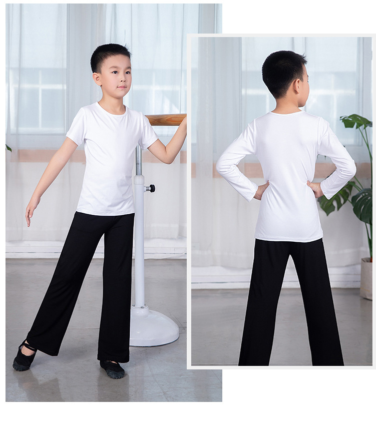 儿童舞蹈服男春夏新款长短袖拉丁舞练功服中国舞形体表演服基训服