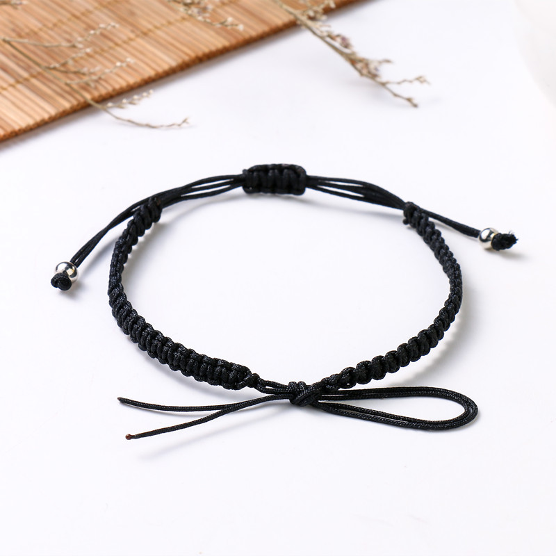 Hand-Woven Diy Semi-Finished Products Red Rope Bracelet Jade Thread Woven Flat Knot Beads Threading Dorje Knot Semi-Finished Products Carrying Strap